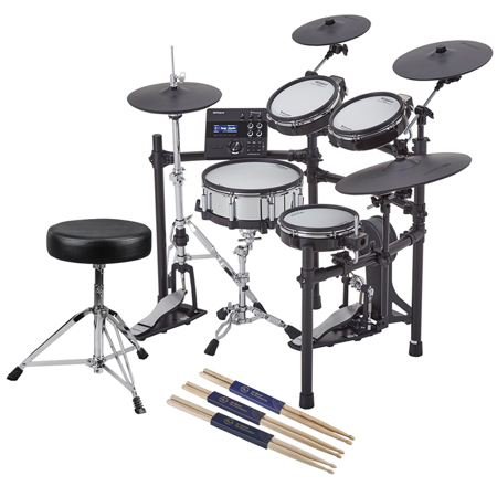 Roland TD-27KV Generation 2 V-Drums Electronic Drum Set with Throne, 3pk Sticks