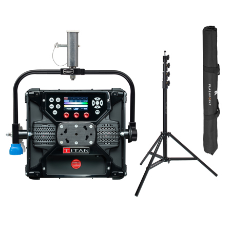 Rotolight Titan X1 Cinematic RGBWW LED Light Rental Kit with Standard Yoke, Bundle with Pro 9.5' Air-Cushioned Heavy-Duty Light Stand