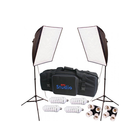 RPS Studio 280W Dual Square Softbox Fluorescent Kit