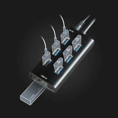 Rebuff Reality 7-Port USB Hub for VIVE Tracker Management, Black