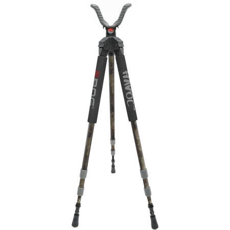 ABIDE Adjustable Shooting Stick Monopod With Tripod Base, 360 Degree Rotate V Yoke Adjustable Stick Height 24 4 58 66 For Hunting Shooting Black