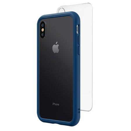 RhinoShield Mod NX Modular Case with Frame, Button, Rim, Clear Back Plate for iPhone XS Max, Royal Blue