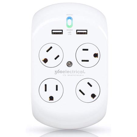 360 Electrical Revolve 3.4 Surge Protector, 4 Rotating Outlets, 3.4 A USB Ports