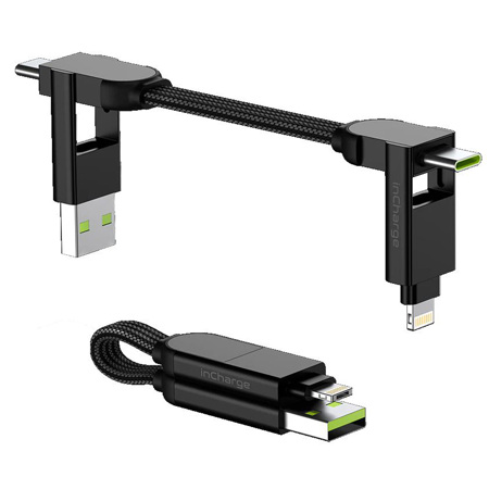 Rolling Square inCharge X 6-In-1 Charge and Data Cable, Lava Black