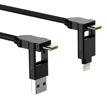 Rolling Square inCharge X Max 6-In-1 Charge and Data Cable, Lava Black