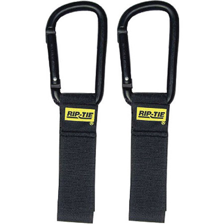 Rip-Tie 1x6" Flat Bottom Regular Carabiner CableCarrier, 2 Pack, Black