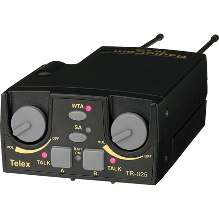 RTS TR-825 2-Ch UHF Wireless Binaural Beltpack Transceiver w/A4M Jack, FE Band