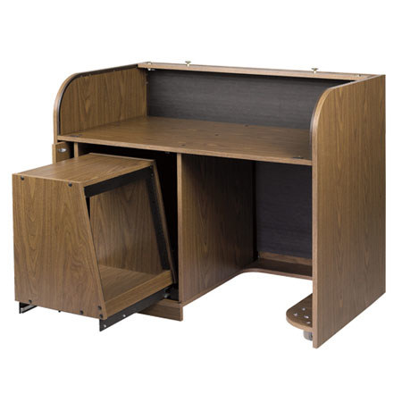 Raxxess Elite Roll Top Desk with Seating Cutout, Walnut