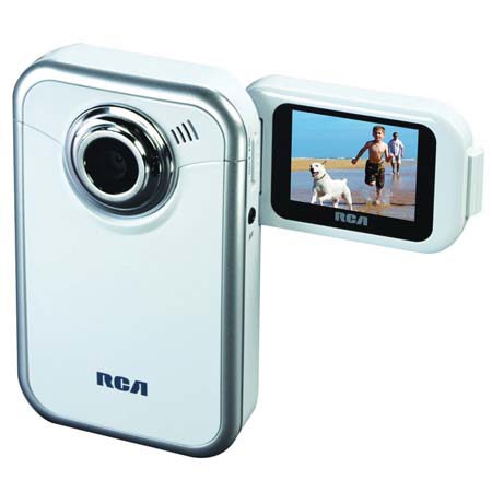 RCA EZ205 Small Wonder Pocket, Flip Out Digital Camcorder with 2 Hours Internal Flash Recording & SD Expansion Slot, 1.5" Flip Out Display, Silver