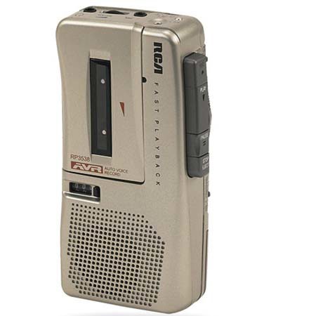 RCA RP3538 Micro Cassette Voice Recorder with Contoured Design & One Button Record