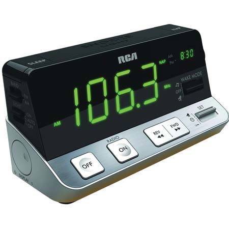 RCA RPC100 AM/FM Clock Radio 1.4in Display, MP3 Line-in
