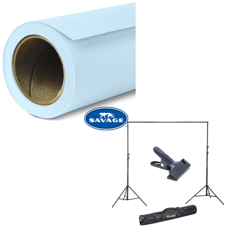 Savage Widetone Seamless Background Paper 107"x36' Bluemist, #41 W/10'Support