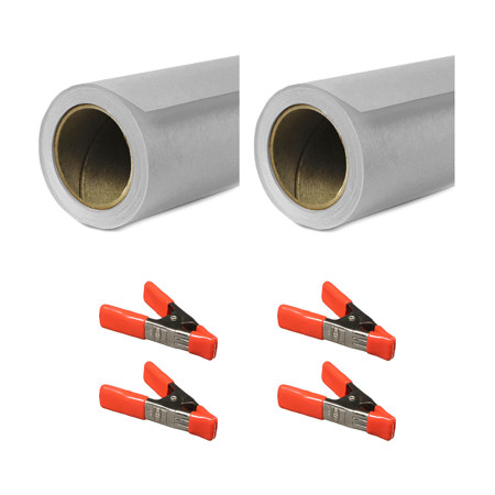 Savage 107"x36' Widetone Seamless Background Paper Focus Gray 2-Pack with Clamps