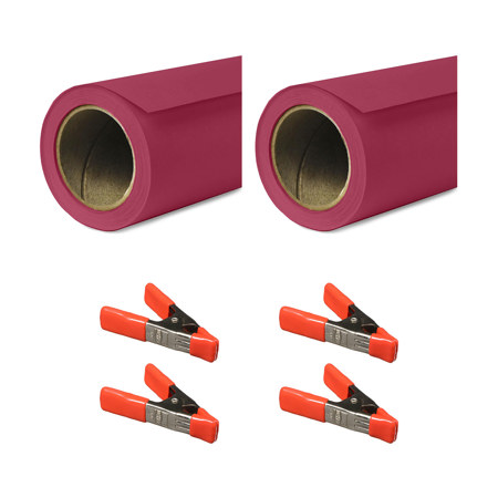 Savage 107"x36' Widetone Seamless Background Paper Crimson 2-Pack with Clamps