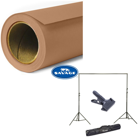 Savage Widetone Seamless Background Paper 107"x36' Mocha, #76 With 10'Support