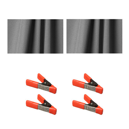 Savage 5x9' Polyester Background, Gray, 2-Pack, with 4x 1-1/4x1" Orange Clamp