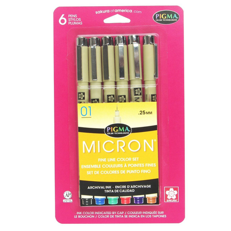 Sakura of America Pigma Micron 01 Pen, 6 Pack