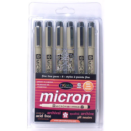 Sakura of America Pigma Micron 005 Pen, 6 Pack