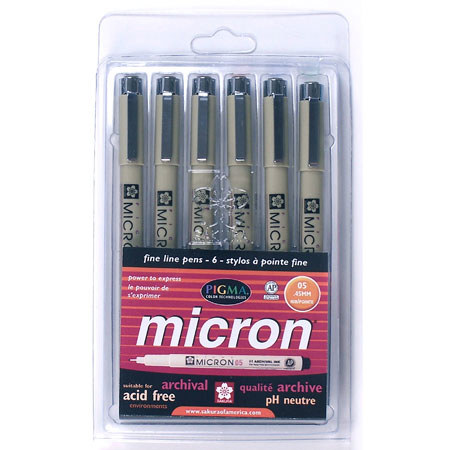 Sakura of America Pigma Micron 05 Pen, 6 Pack