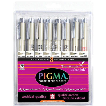 Sakura of America Pigma All Black 8 Piece Set