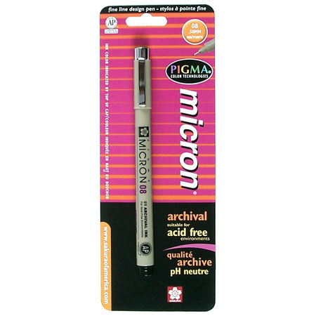 Sakura of America Pigma Micron 08 Pen 0.50mm, Blister Packed - BLACK