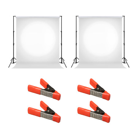 Savage 60"x18' Translum Translucent Vinyl Backdrop, 2-Pack, Bundle with 4x 1-1/4x1" Steel Spring Orange Clamp