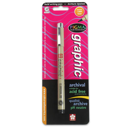 Sakura of America Pigma Graphic 1 Pen 1mm, Blister Pack - BLACK