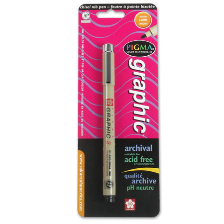 Sakura of America Pigma Graphic 2 Pen 2mm, Blister Pack - BLACK
