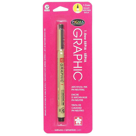 Sakura of America Pigma Graphic 1 Pen 1mm, Blister Pack - SEPIA