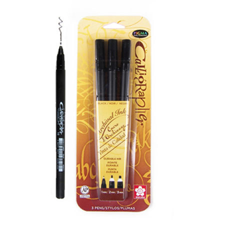Sakura of America Pigma Calligrapher Pen - Black 3 Pack - 1MM, 2MM, 3MM