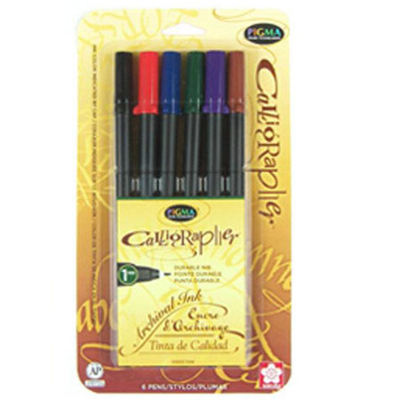 Sakura of America Pigma Calligrapher Pen 20 2mm 6 Pack - Assorted Colors
