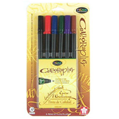 Sakura of America Pigma Calligrapher Pen 30 3mm 6 Pack - Assorted Colors