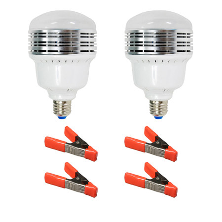 Savage 50W Bi-Color LED Light Bulb, 2-Pack, Bundle with 4x 1-1/4x1" Steel Spring Orange Clamp