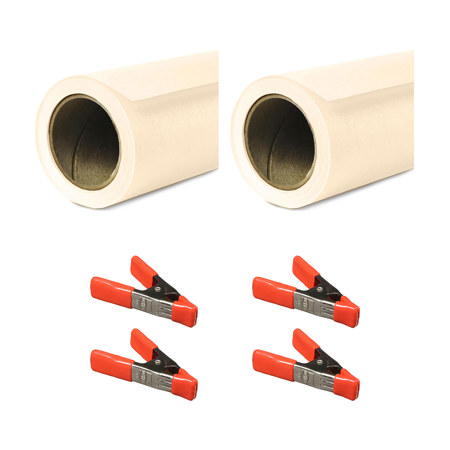 Savage 53"x36' Widetone Seamless Background Paper White 2-Pack with Clamps