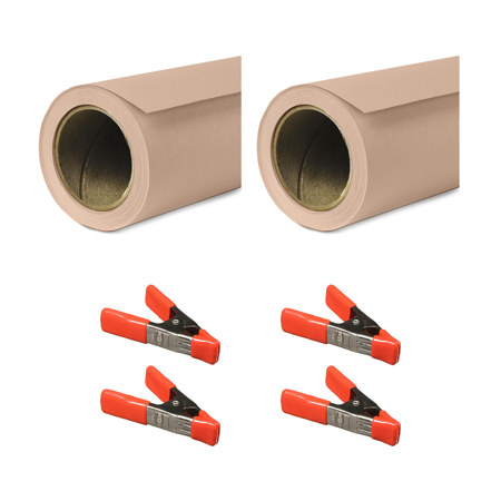Savage 53"x36' Widetone Seamless Background Paper Pecan 2-Pack with Clamps