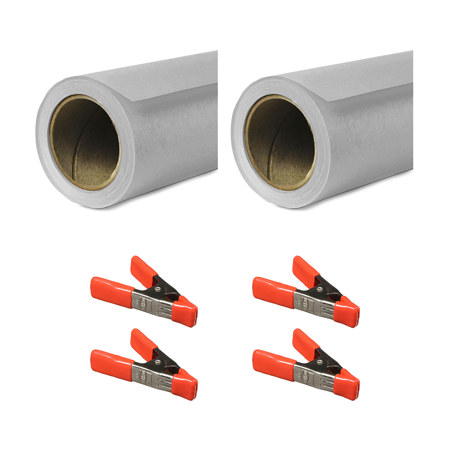 Savage 53"x36' Widetone Seamless Background Paper Focus Gray 2-Pack with Clamps