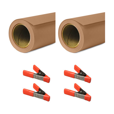 Savage Widetone Seamless Background Paper, 53" x 18' Mocha 2-Pack with Clamps