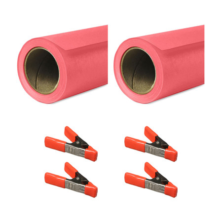 Savage 53"x36' Widetone Seamless Background Paper Flamingo 2-Pack with Clamps