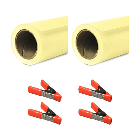 Savage 26"x36' Widetone Seamless Background Paper Lemonade 2-Pack with Clamps
