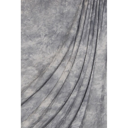 Savage Accent Series, 10x24' Dyed Crushed Muslin Background, Style; Gray Skies, Color: Medium Gray with White Swirls