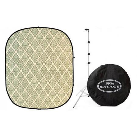 Savage 5x6' Accent Retro Collapsible Background Kit with Stand, Green