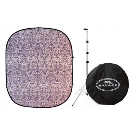 Savage 5x6' Accent Retro Collapsible Background Kit with Stand, Purple