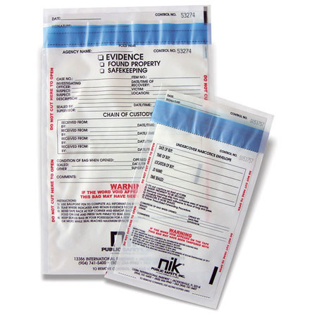 Safariland 12x16" Secure Seal Tamper Indicating Evidence Bags, Pack of 100