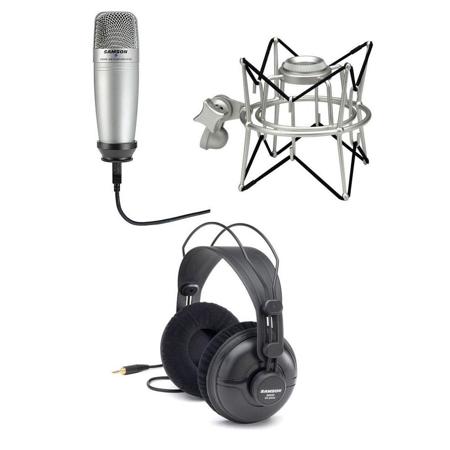 Samson C01UCW USB Condenser Microphone W/SASP01 Shock Mount/SR950 Studio Headphn