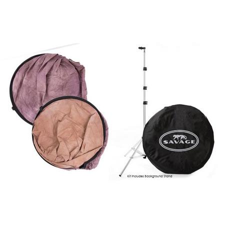 Savage 5x6' Collapsible Disc Reversible Background with 8' Stand, Royal Tone
