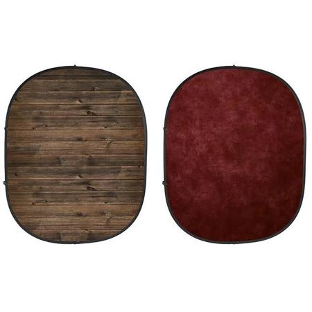 Savage 5x7' Collapsible Backdrop, Red/Rustic Planks