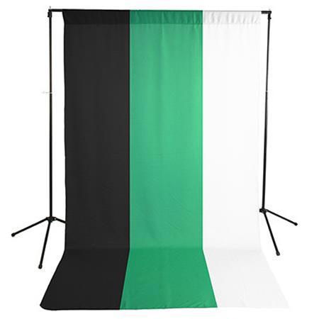 Savage Economy Background Support Stand with 5x9' White/Black/Green Backdrop
