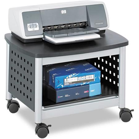 Safco Scoot Printer Stand, 20.25w x 16.5d x 14.5h, Black/Silver