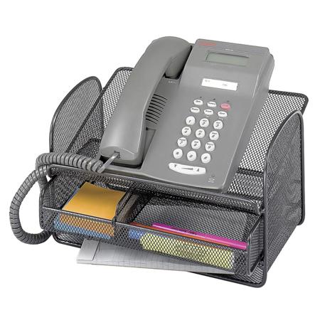 Safco 2160BL Onyx Mesh Telephone Stand with Drawer, Black