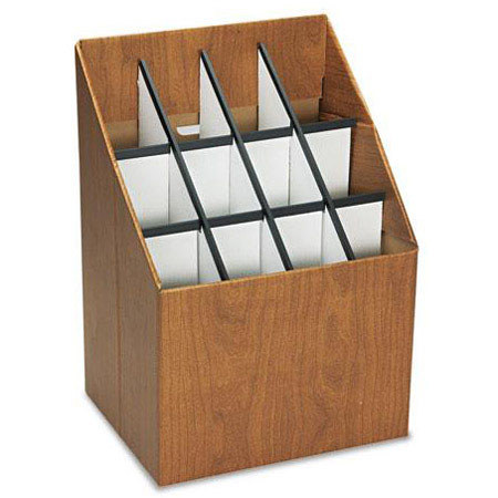 Safco 12-Compartment Upright Roll File Organizer, Walnut